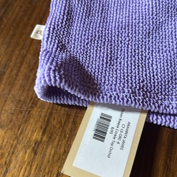 Long Sleeve Fitted Crop top by Araminta James Ocean breeze crinkle top in Orchid - Picture 4 of 4